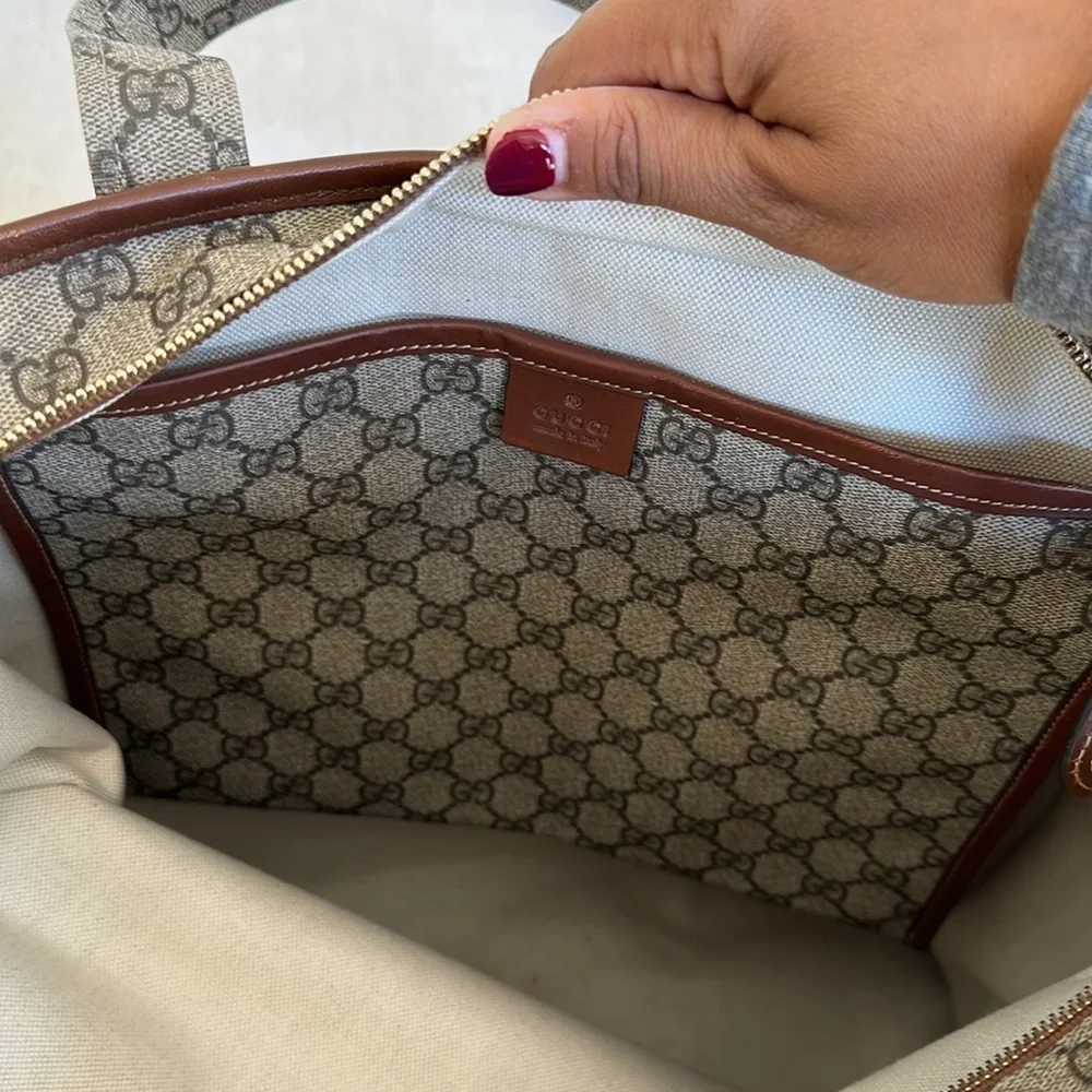 Gucci Brown GG Supreme Web Tote Bag - Picture 10 of 11